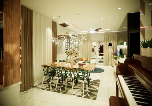 Thiết kế nội thất phòng khách chị Hà chung cư Gamuda